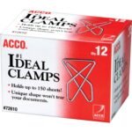 ACCO Ideal Paper Clamps Large - No. 1 - 150 Sheet Capacity - Silver - Metal - 12 / Box (72610)