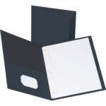 Business Source Letter Recycled Pocket Folder 8 1/2" x 11" - 100 Sheets Capacity - 3 x Prong Fastener(s) - 1/2" Fastener Capacity - 2 Inside Front & Back Pocket(s) - Leatherette - Dark Blue - 35{71f11aac2075d051210c18c18edfb1417a89cbd94af8c67cc71d254b66f93894} Recycled - 25 / Box (BSN78508)