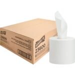 Genuine Joe® Center-Pull 2-Ply Paper Hand Towels, 6 Rolls 2 Ply - 8.13" Width x 7.56" Length - 600 Sheets/Roll - 3 1/16" Core - White - Fiber - 6 / Carton (GJO23600)