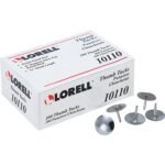 Lorell 5/16" Long Thumb Tacks 0.31" Shank - 0.38" Head - for Schedule, Wall - Silver - Nickel Plated Steel - 100 / Pack (LLR10110)