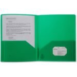 Business Source Letter Portfolio 8 1/2" x 11" - 30 Sheets Capacity - 2 Pocket(s) - Green - 1 Each (BSN20882)