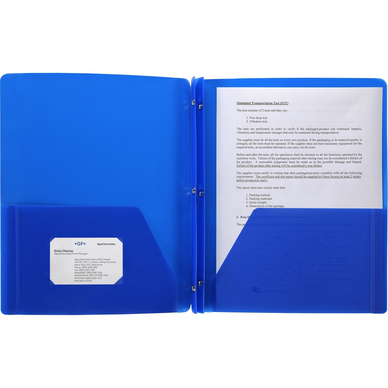1030264115.jpg Business Source Letter Portfolio 8 1/2" x 11" - 50 Sheets Capacity - 3 x Prong Fastener(s) - 2 Pocket(s) - Blue - 1 Each (BSN20886) - Image 1
