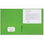 Sparco Letter Pocket Folder 8 1/2" x 11" - 2 Internal Pocket(s) - Apple Green - 25 / Box (78552)