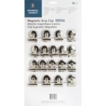 Business Source Magnetic Grip Clips Pack No. 1 - 1.3" Width - for Paper - Magnetic, Heavy Duty - Silver - 18 / Box (BSN58506)