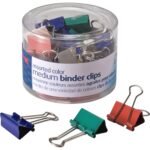 Officemate Binder Clips Medium - 0.63" Size Capacity - Assorted - 24 / Pack (31029)