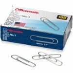 Officemate #1 Gem Paper Clips No. 1 - Silver - Steel - 100/Box - 10 / Pack (99911)