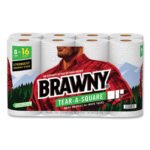 Brawny® Tear-A-Square Kitchen Paper Towels, 2-Ply, 120 Sheets, 8 Rolls (443665)